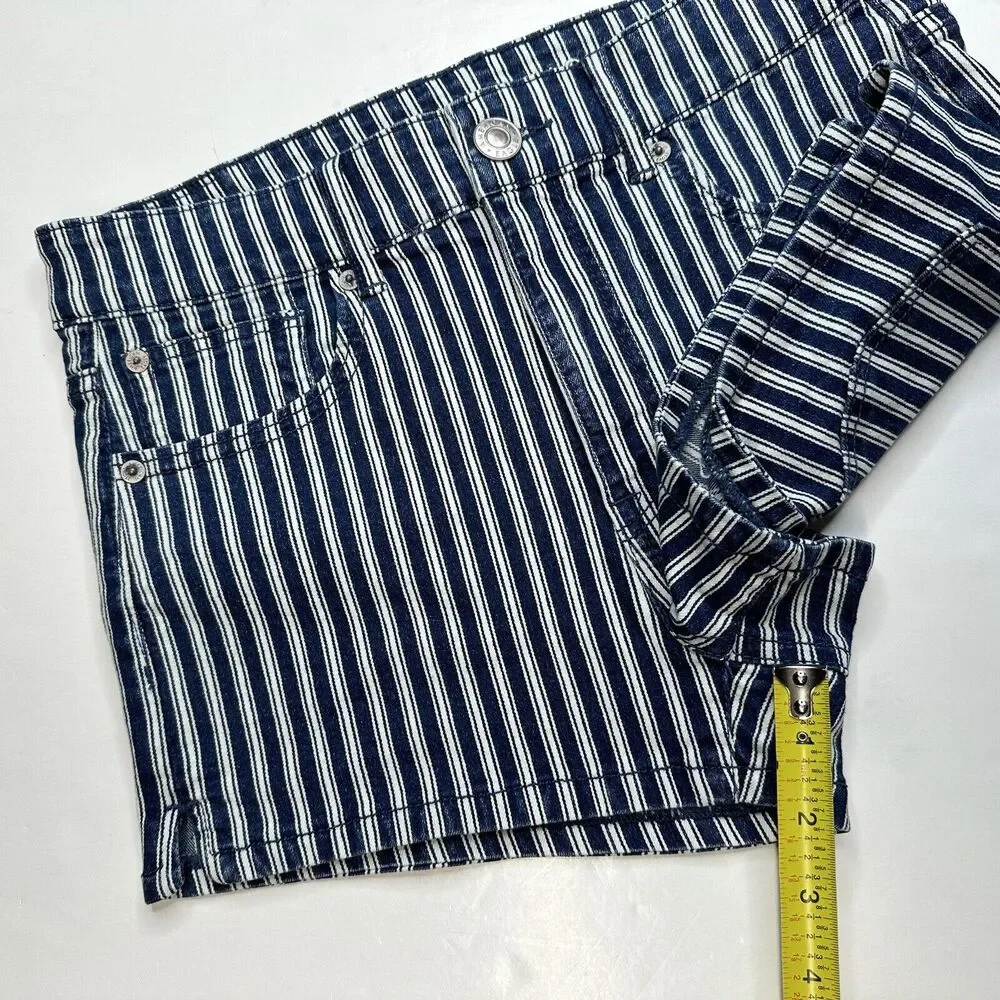 American Eagle Shorts Hi-Rise Shortie 6 Next Level Stretch Denim Jean Striped